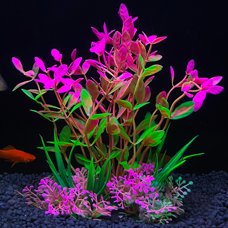 Plantas artificiales para decoración de acuario, adorno de malezas de agua, planta acuática, accesorios de decoración de césped para pecera, 14cm: Gris