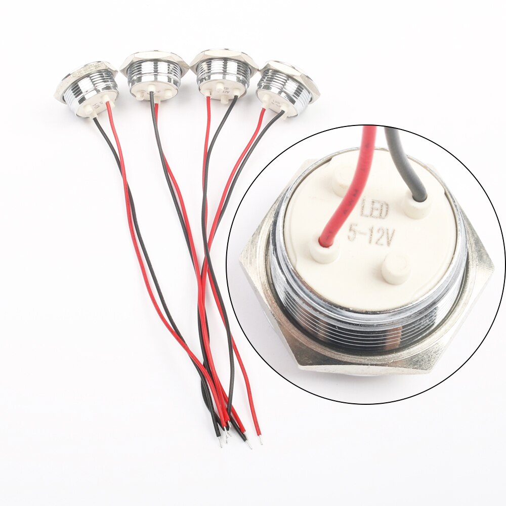 LED Metal Indicator light 19mm waterproof Signal lamp LIGHT 3V 6V 12V 24V 220v screw connect red yellow blue white 19ZSD.QX.X