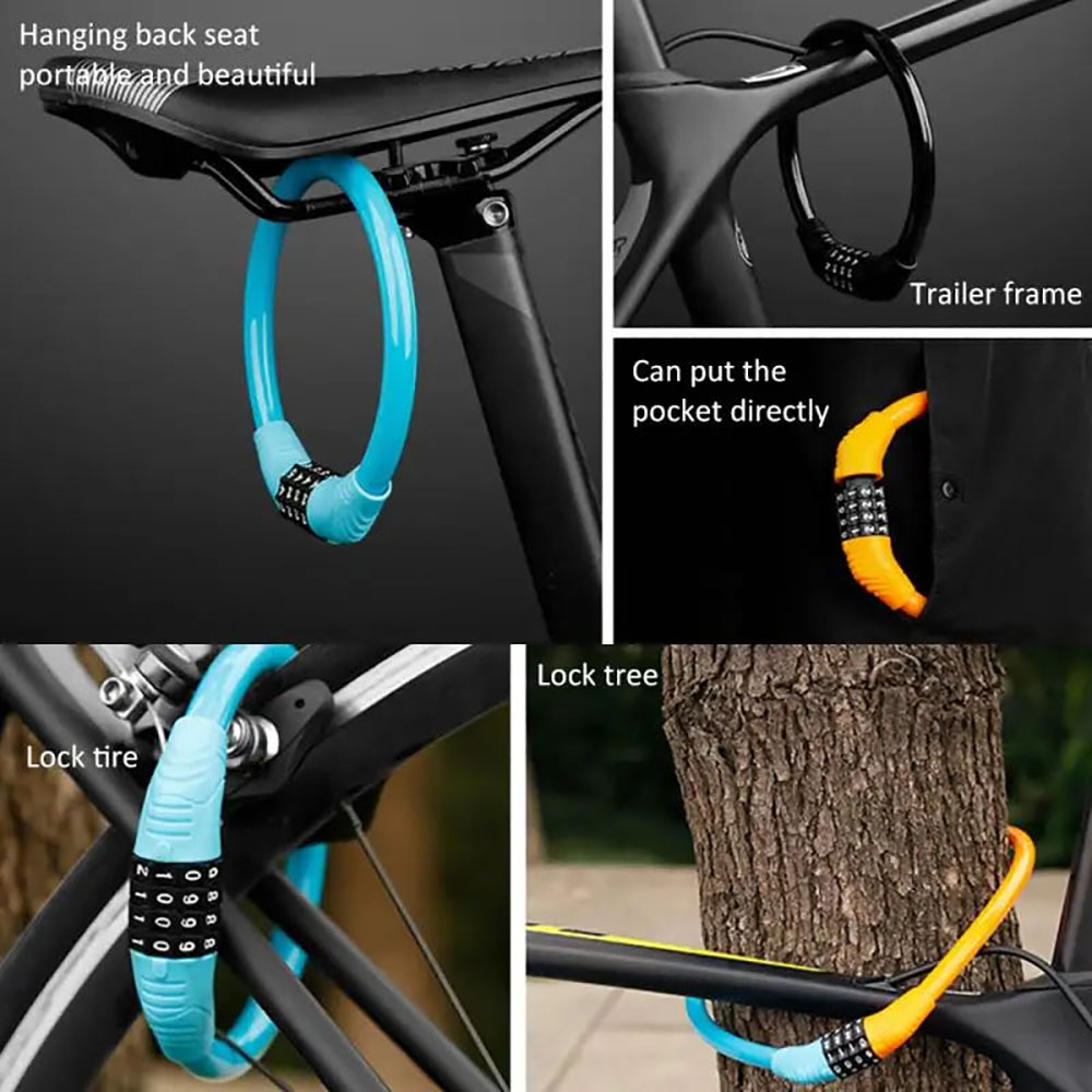 4-Diebstahlsicheres Fahrradkabelschloss mit digitalem Code, Sicherheitsschlösser aus Edelstahl, tragbares Zahlencode-Vorhängeschloss