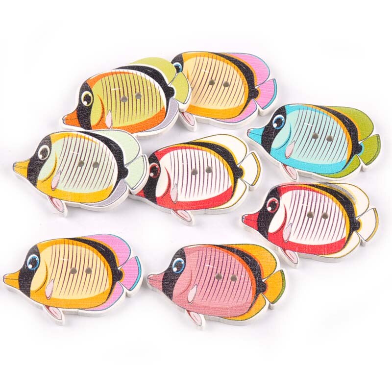 Botones de madera para pintura de patrones de animales marinos, accesorios de costura para manualidades de ropa y álbum de recortes, M1736, 25 uds.: 6