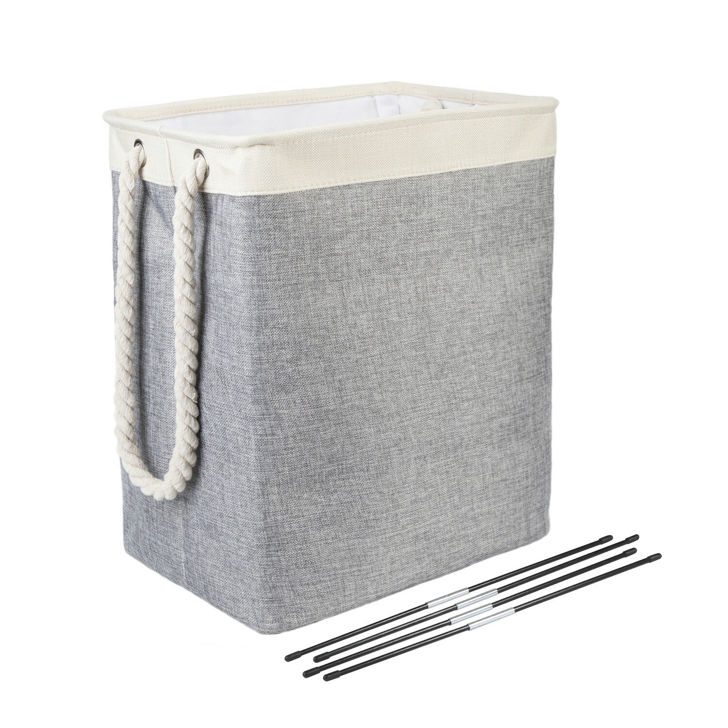 Home Cloth Basket Laundry Basket with Handles Foldable Clothes Basket Laundry Hampers Storage Bin with Detachable Brackets: Gray