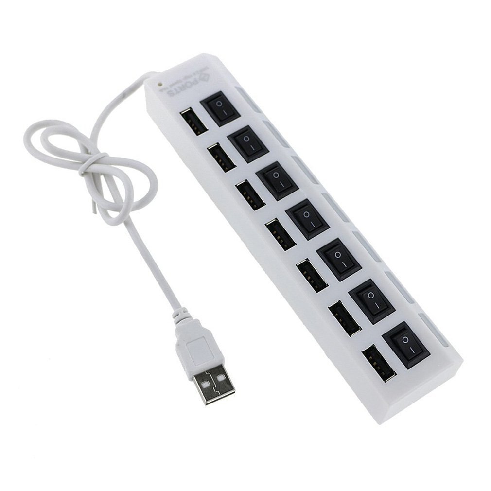 4-Port Usb 2.0 Hub One Drag Four Splitter Hub Plug And Play Mini Small Socket Hub /Usb 4-Port Splitter: 7socket white