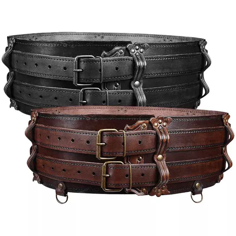 Medievale Steampunk Viking Warrior cintura larga in pelle PU, armatura in vita cavaliere celtico norreno per accessorio Costume Cosplay Larp