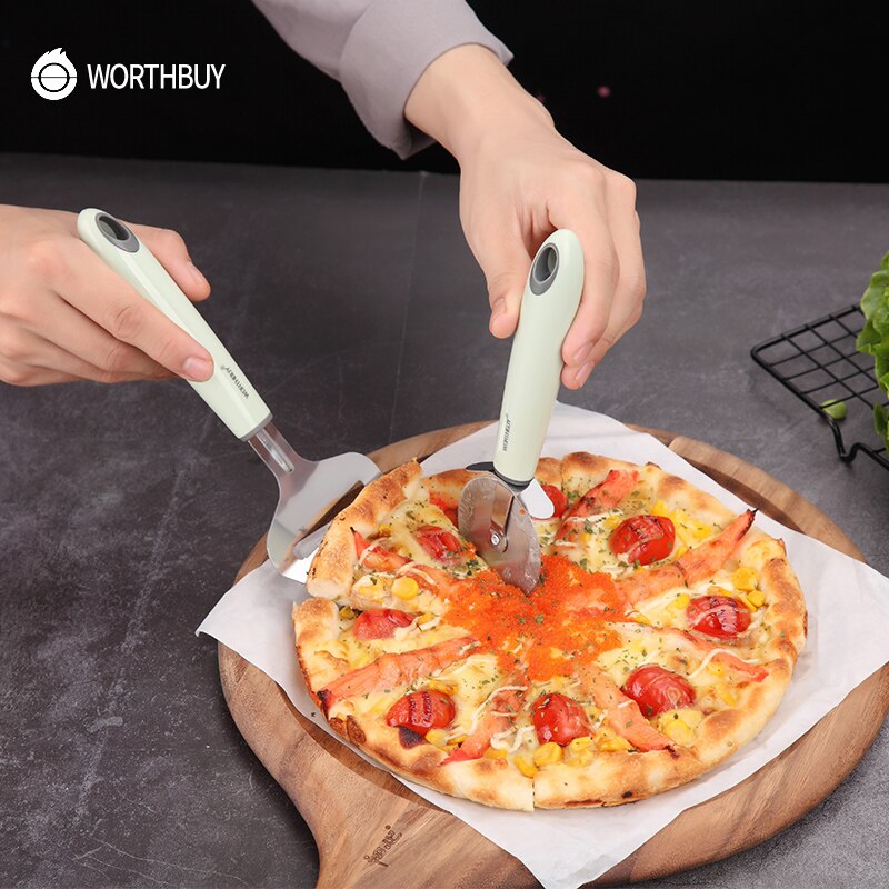 Vandhome Rvs Pizza Mes Ronde Vorm Pizza Wielen Cutter Met Plastic Handvat Keuken Accessoires Pizza Bakken Tools