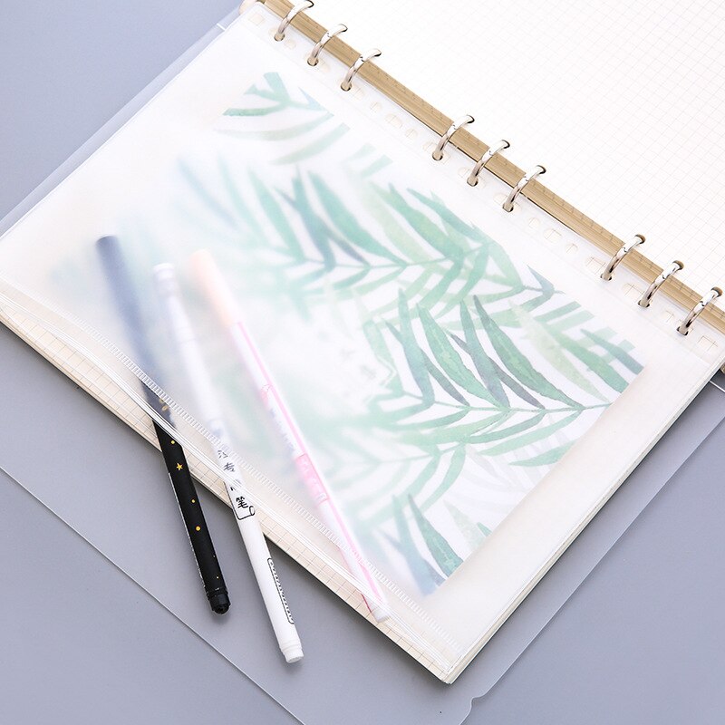 KDD Binder Pockets A5/A6/A7 Binder Loose Leaf Bag Clear Zipper Folders For 6-Ring Notebook Binder Pouch Document Filing Bags