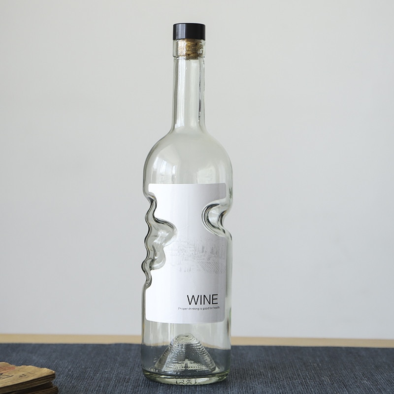 XMT-HOME vide bouteille de vin haut de gamme bouteilles d'alcool style européen bouteille de verre auto-infusé vin verre pot 750ml
