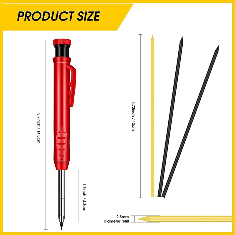 Carpenter Pencil Set For Construction, Built-In Pencil Sharpener, For Carpenter Woodworking Architect