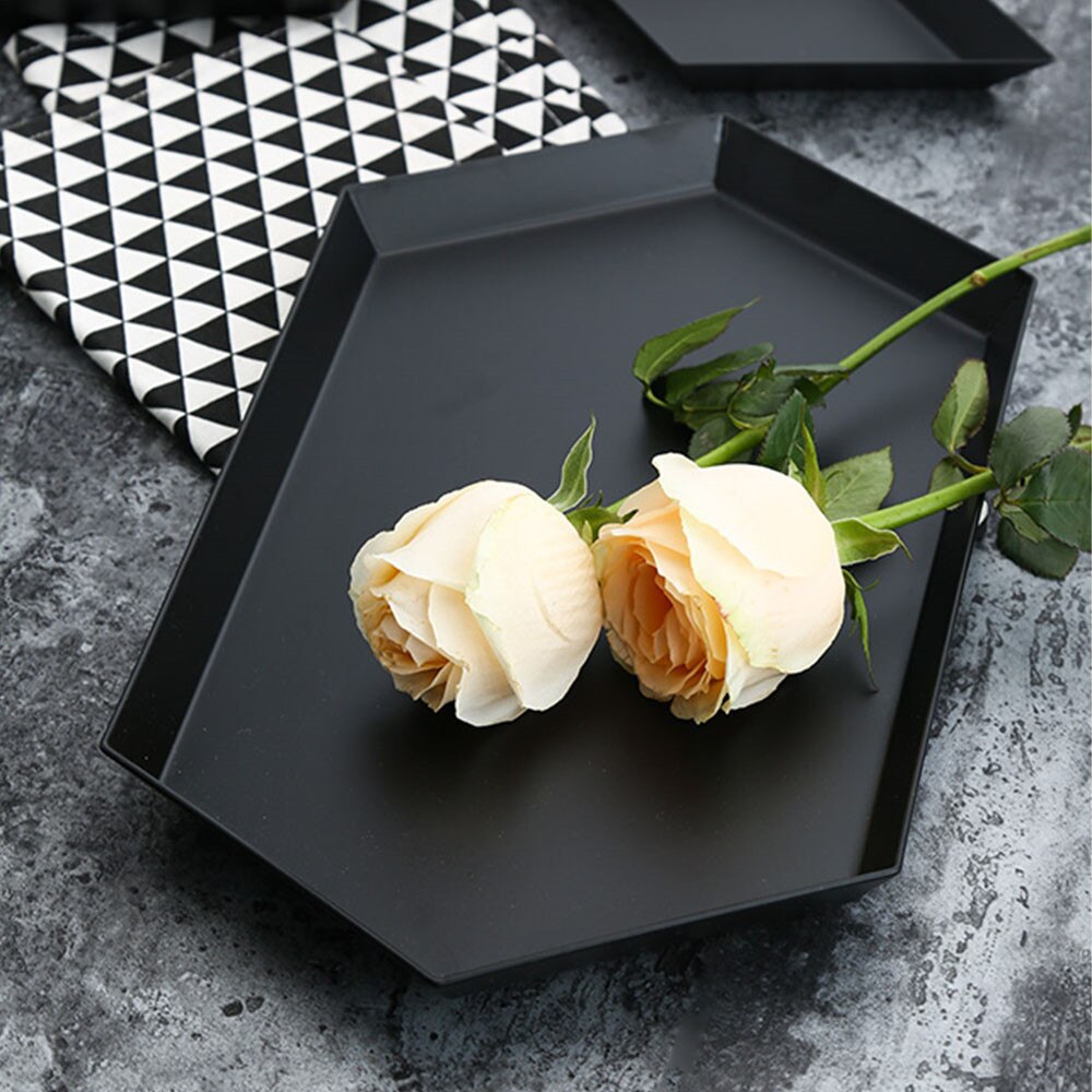 Colorful Metal Storage Trays Chic Geometric Combo Organizer Plate Desktop Decor Jewelry Display Trays Tea Set Dessert Plates