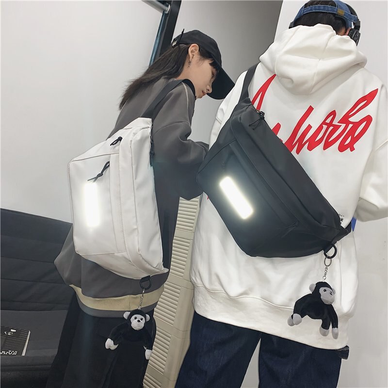 Taille Tas Grote Capaciteit Unisex Fanny Pack Street Wear Borst Zak Hip Hop Crossbody Tas Ms Mode Reflecterende Grote Riem taille Verpakking