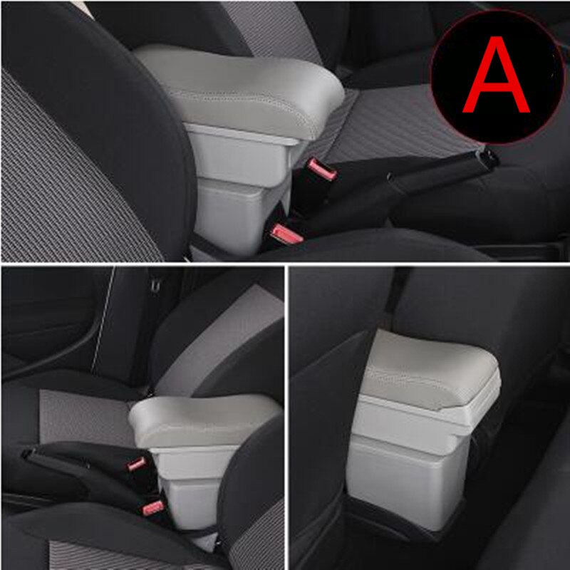 Leather Car Armrest Stroage Box for Chevrolet Spark Interior Parts Center Console Armrest: A style gray