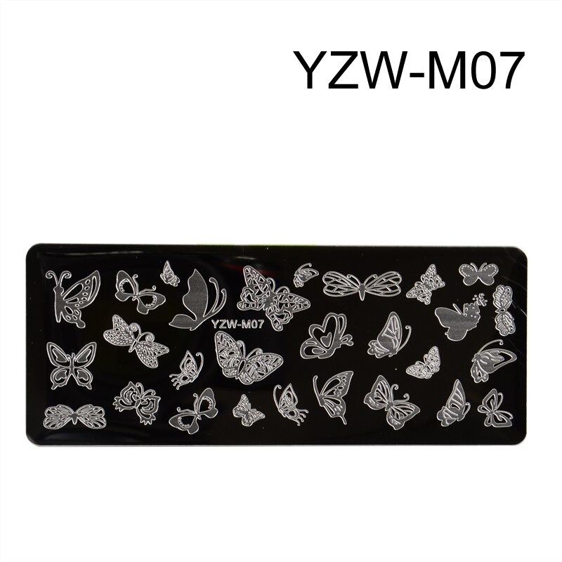 Nail Art Stamping Plate Flower Animal Lace Year Merry Christmas Nail Template Stamp Image Manicure Stencil: GangYin-YZW-M07