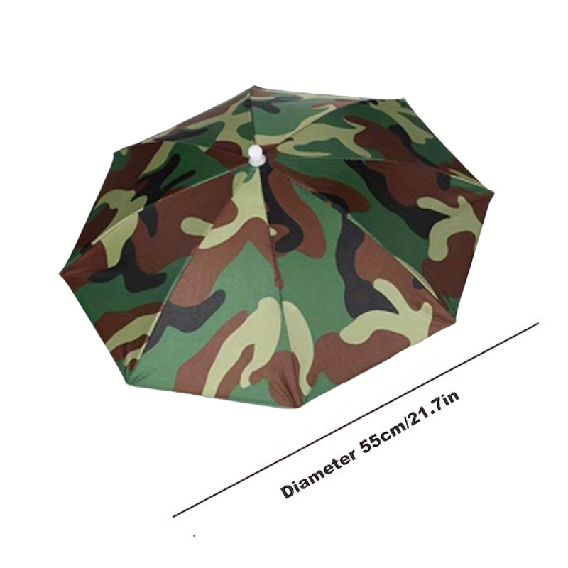 Paraguas plegable para la cabeza, sombrero de pesca portátil impermeable de 55CM, sombrero de lluvia manos libres para senderismo, Camping, paraguas de camuflaje para adultos
