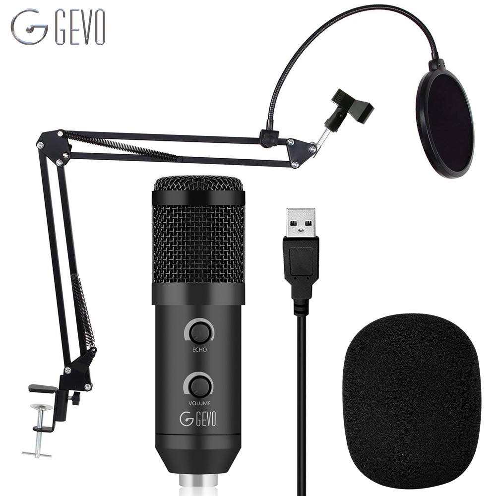 Gevo  bm 900 usb mikrofon kondensator studie med stativ stativ og pop filter mikrofon til computer karaoke pc opgraderet fra  bm 800