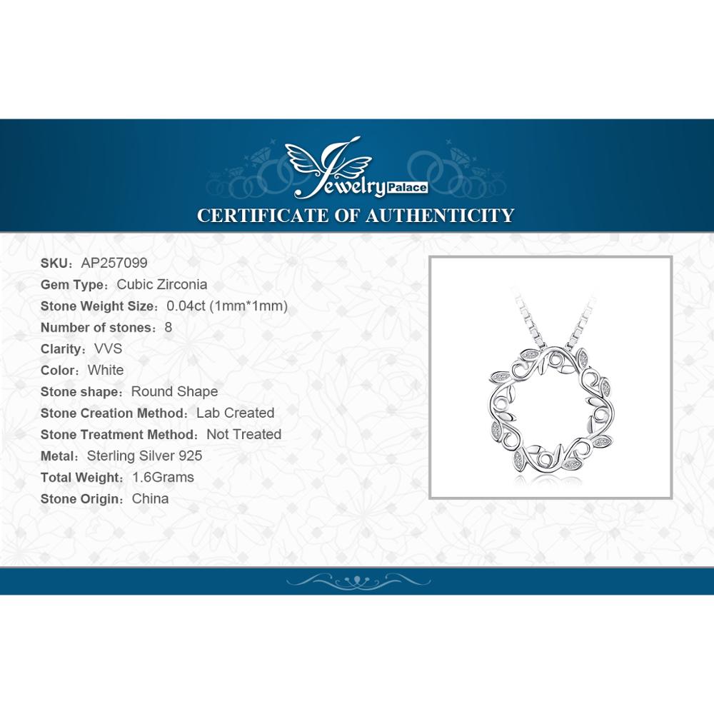 Jewelrypalace Bloemen Blad Cirkel 925 Sterling Silver Cubic Zirconia Hanger Ketting Olijftak Hanger Voor Vrouwen Geen Ketting