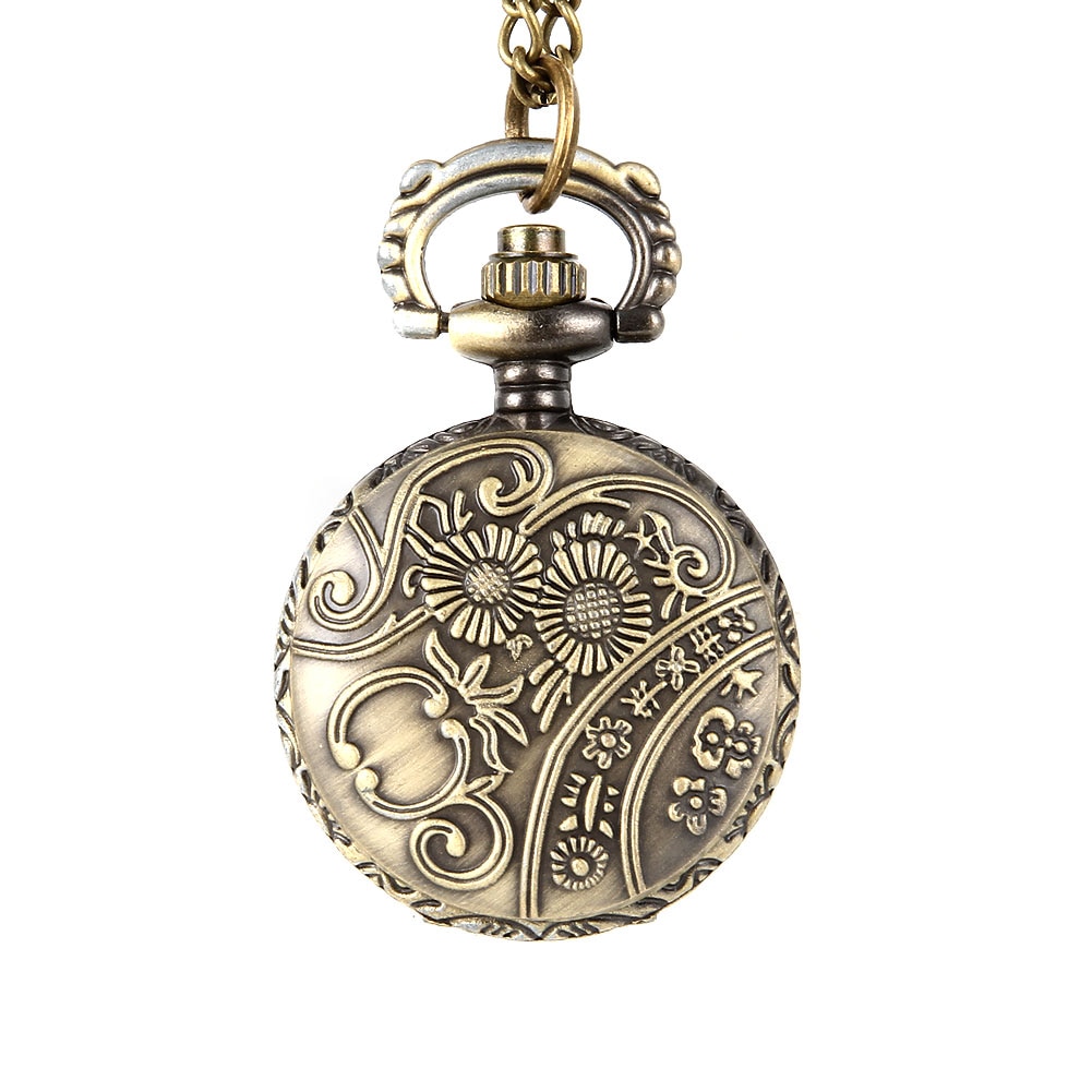 Men Women Vintage Quartz Pocket Watch Alloy Glass Dome Necklace Pendant Unisex Sweater Chain Clock TT@88