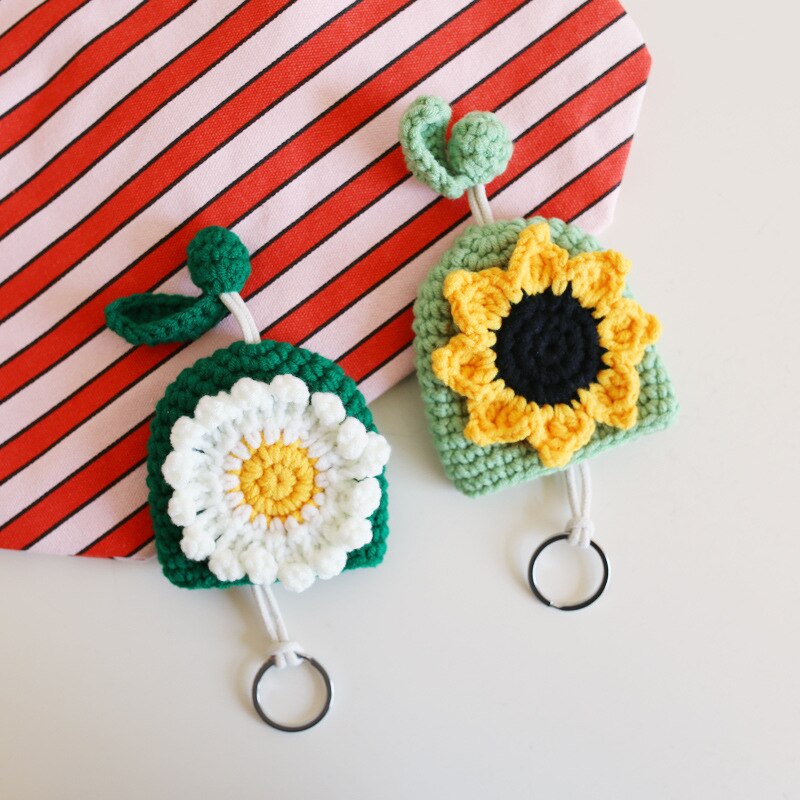 Sweet Flowers Handmade Knitted Key Pack Set for Wool Key Protection Set