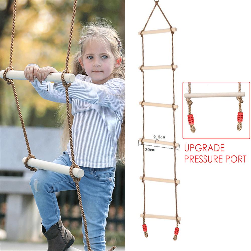 Corde en bois échelle Multi échelons sécurité sport corde balançoire pivotant connecteur rotatif outils enfants activité escalade jeu jouets