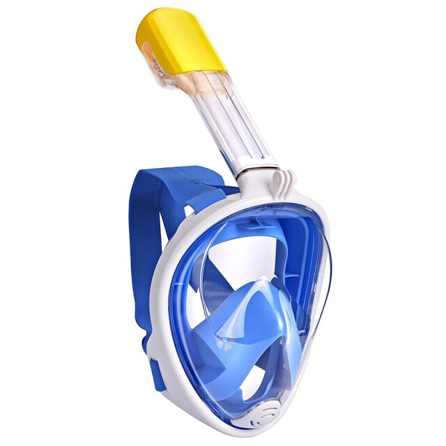 Underwater Full Face Diving Mask Anti-Fog Snorkeling Mask 180 Degree Seaview Snorkel Mask for Swimming and Diving: Blue / L/XL