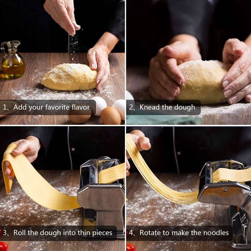 Pasta Maker Machine Hand Crank - Roller Cutter Noodle Makers Best for Homemade Noodles Spaghetti Dough Making Tools