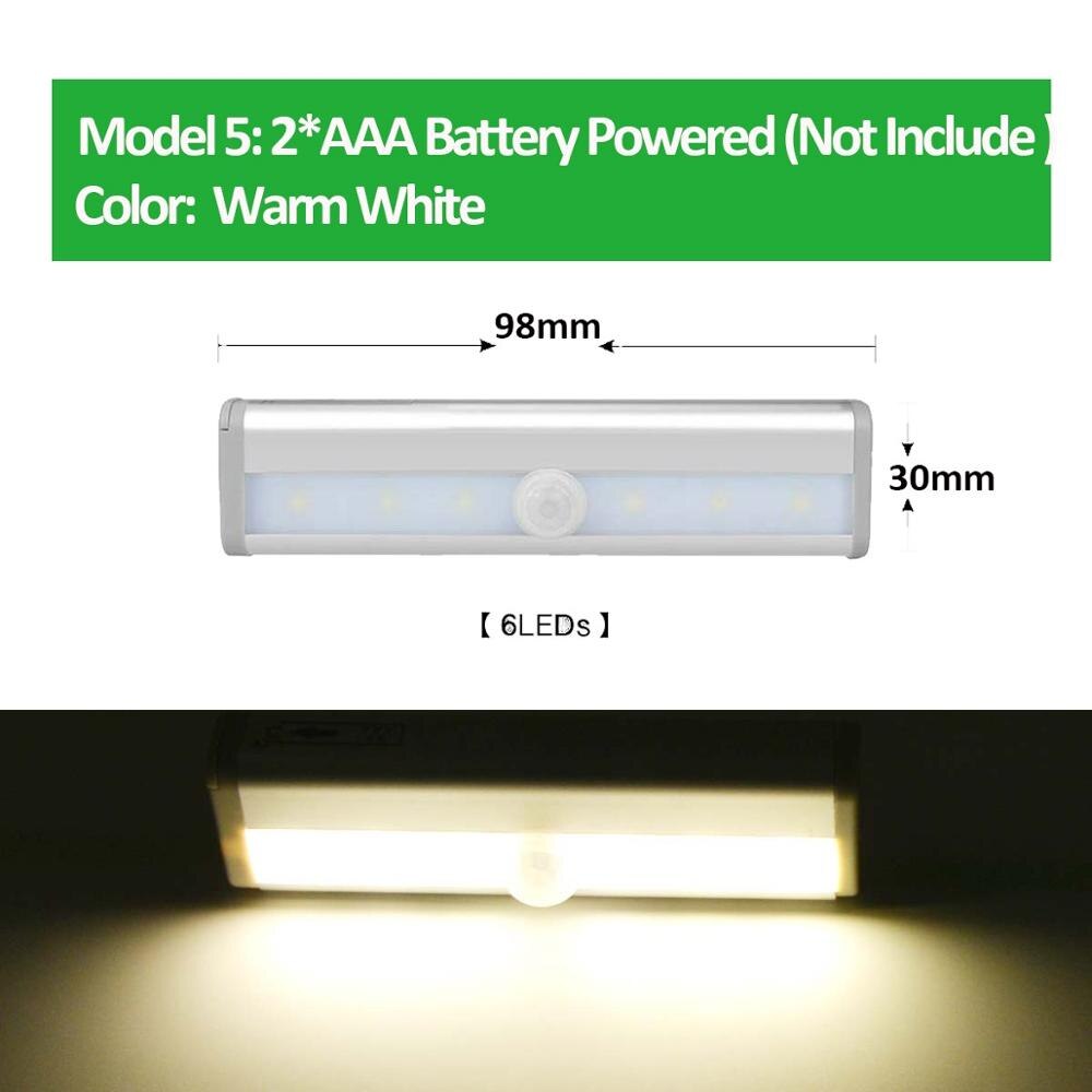 Sensor LED Night Light Kitchen Wall Lamp PIR Motion Sensor Movement Detect cupboard closet stairs pathway bedroom Lighting: Bar Lamp Warm 6LEDS