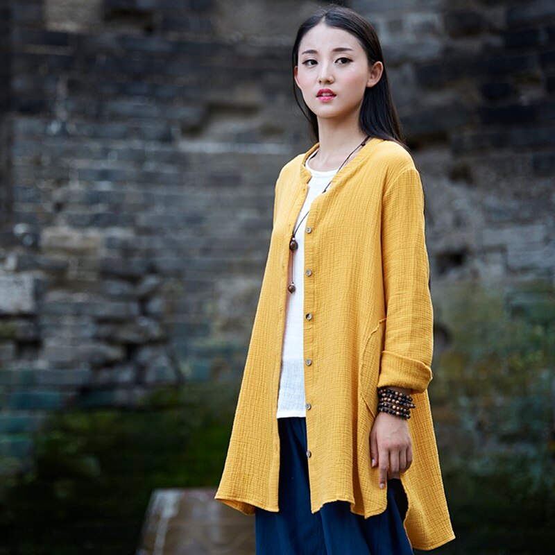 Vrouwen Kleding Herfst Traditionele Chinese Shirt Lange Tuniek Voor Vrouwen Vintage Traditionele Chinese Kleding Voor Vrouwen 10046