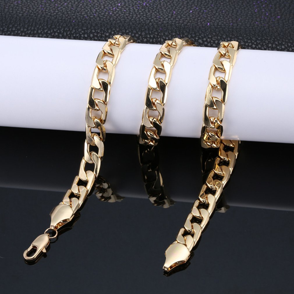 Punk Hip Link Golden Chain Rapper Men Necklaces Street Popular Metal Alloy Long Chain Decorative Jewelry