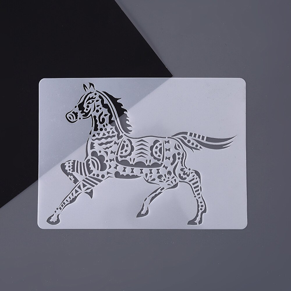 Animal Series Hollow Painting Stencils A4 Lace Ruler Drawing Template Stencils for Diy Scrapbooking Plastic: horse