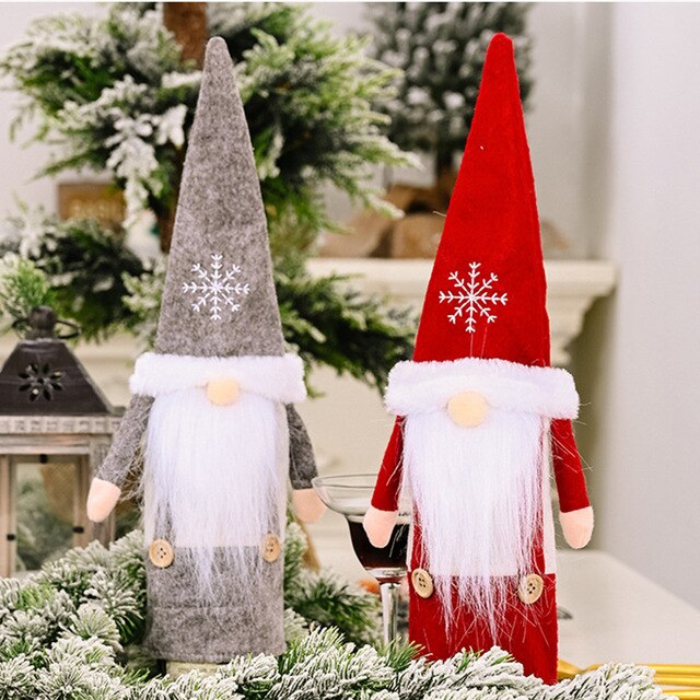 Fundas navideñas para botellas de vino, funda para botella de champán, decoración de cocina para , bolsa para botella de vino, de Navidad y Año: A 2pcs