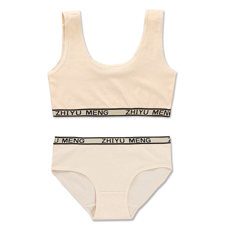 Training Bra Set Girls Vest Student Puberty Children Kids Underwear Set 8-14Y
