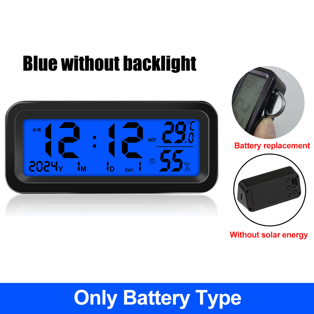 Solar- Auto Uhren Automobil Elektronische LED Digital Uhr Thermometer Hygrometer DisplayTime mit Zurück Leuchtende Auto Zubehör: Braun