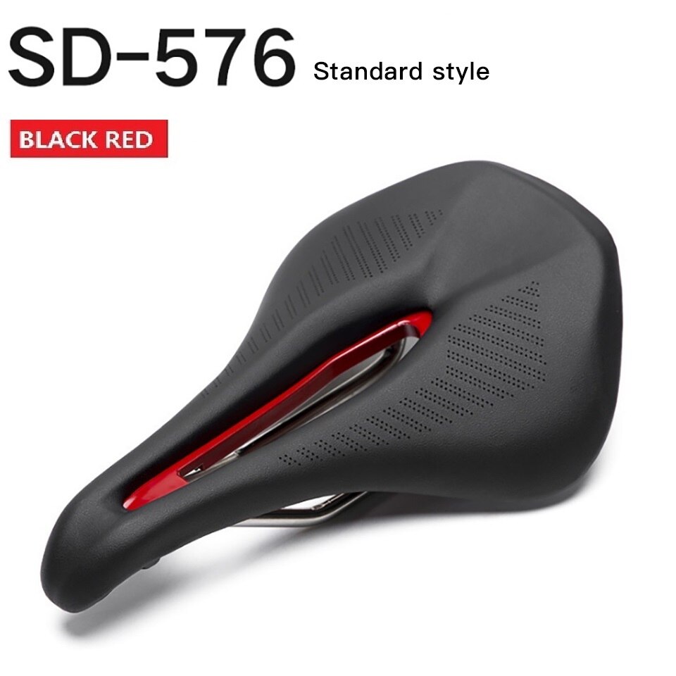 Bicicleta nueva sillín de la bicicleta MTB DE LA BICI asiento culo grande suave comodidad almohadillas silla amplia PU suave hueco asiento cojín deportes: Black Red
