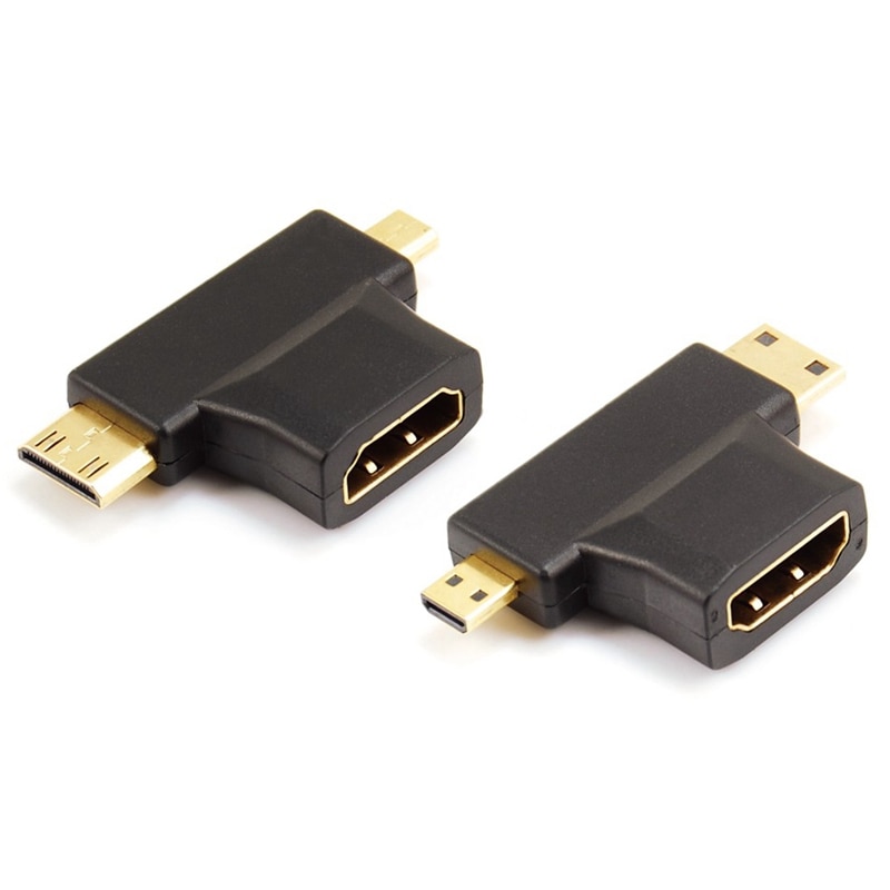 3 In1 Micro Hdmi Male + Mini Hdmi Male Naar Hdmi 1.4 Female Kabel Adapter Converter Voor Hdtv 1080P Hdmi Kabels