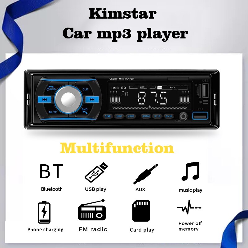 Auto Radio MP3 Multimedia Spelers Aux Input 1 Din Met Bluetooth Usb Fm Stereo Muziek