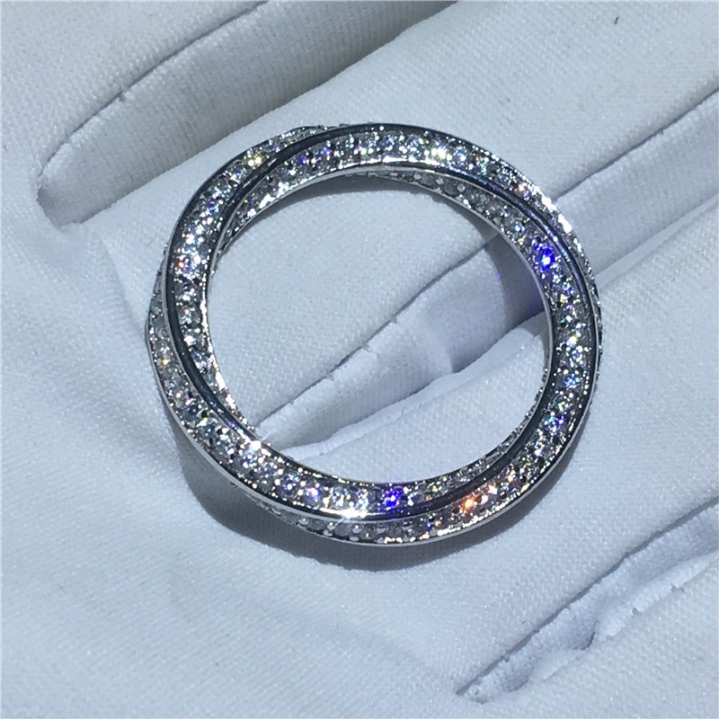 Anello infinito in argento Sterling 925 Micro pavimenta AAAAA anelli di fidanzamento con zirconi cubici per gioielli da donna