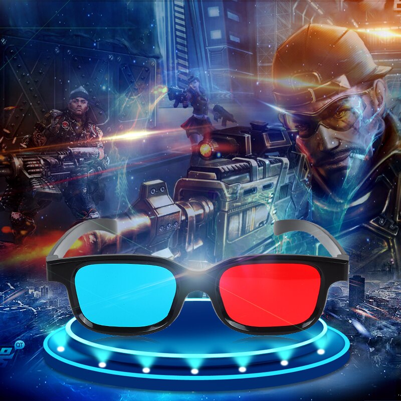 1x schwarze rahmen, 3d -blaue brillen, schwarzer rahmen für dreidimensionale anaglyphen-tv-filme, dvds, spiele und videos – bietet ein gefühl von realität