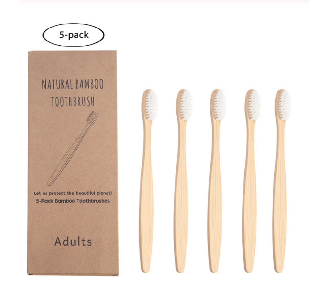 Toothbrush bamboo toothbrush rainbow degradable soft fiber toothbrush solid bamboo handle toothbrush: Ivory