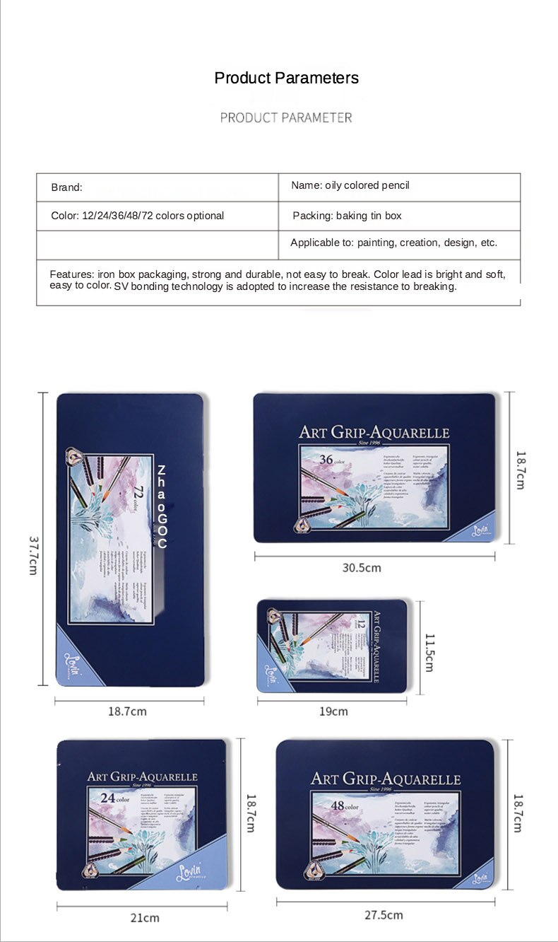 water soluble color pencils set 12/24/36/48/72 colors thick triangle log painting children cartoon drawing pencil Art supplies