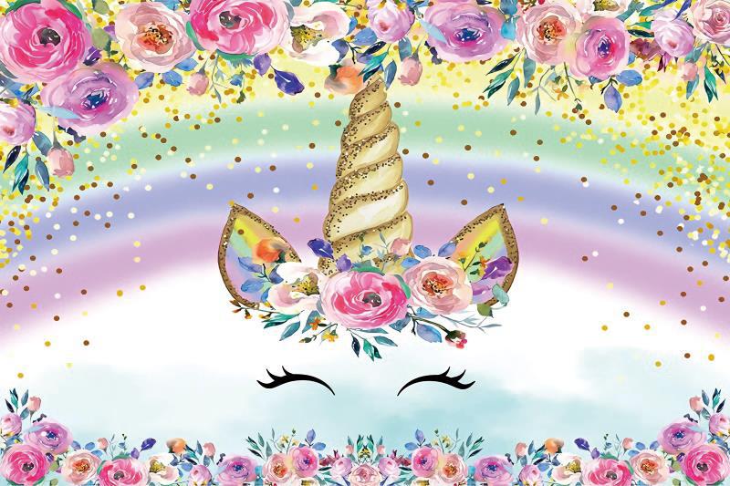 Fondo de unicornio fotografía bebé unicornios para la ducha cabeza foto telón de fondo fotografía estudio fotográfico Photocall: Verde oliva