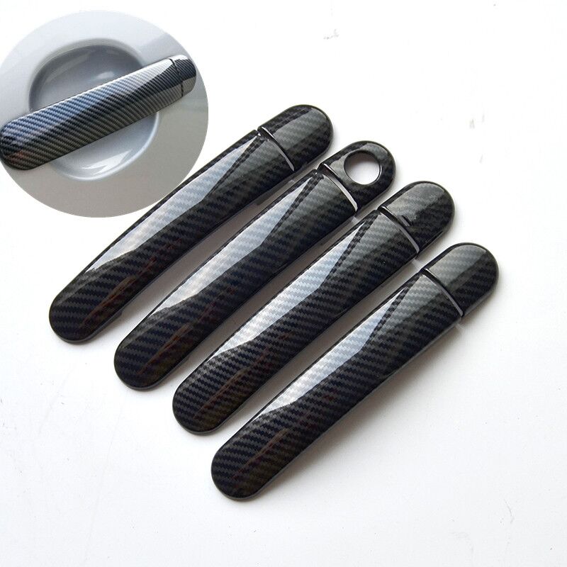 Cubiertas de manija de puerta de coche, accesorios de pegatinas de estilo para Seat Leon MK2 1P FR + Cupra 2006 ~ , de fibra de carbono cromado