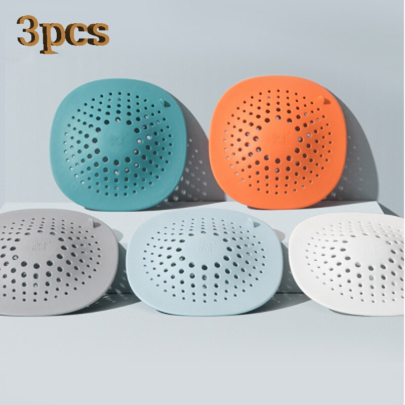 attrape cheveux douche,Bouchon collecteur de cheveux, filtre de cuisine domestique, Anti-colmatage universel, douche, salle de bain, 3 pièces