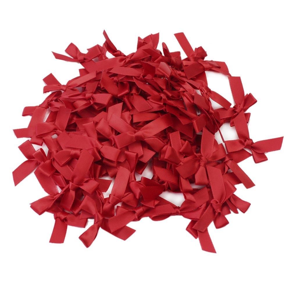 100Pcs Satijnen Lint Boog Voor Scrapbooking Card-Maken Craft Naaien Diy Accessoires Bruiloft Verjaardag Party Decor Lint Boog: red