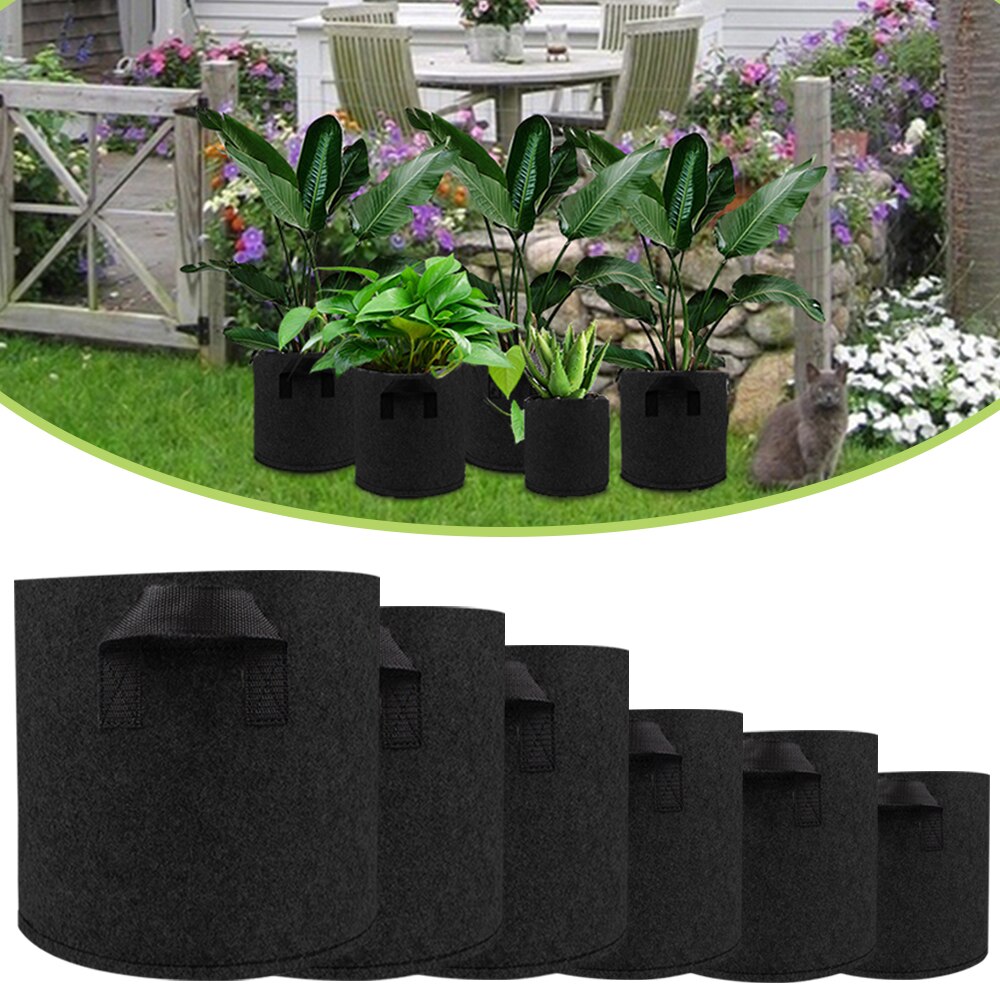 Bolsa negra para cultivo de plantas, 1/3/5/7/10 galones, aireación de flores vegetales, maceta, contenedor para plantar flores, D30