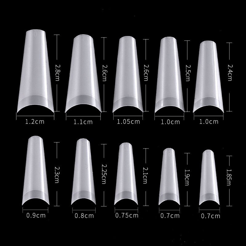 Plissé sans trace pointe d'ongle pleine bâton Version courte de gouttelette pointe faux ongles clair/blanc ultra-mince faux ongles acrylique