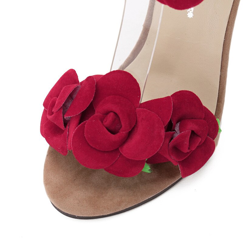 LTARTA 2020 gwiazda sandały czerwona róża krawat szpilki damskie buty sandały w dużym rozmiarze czerwone sandały z wzorem w kwiaty kobiety moda 42 ZL