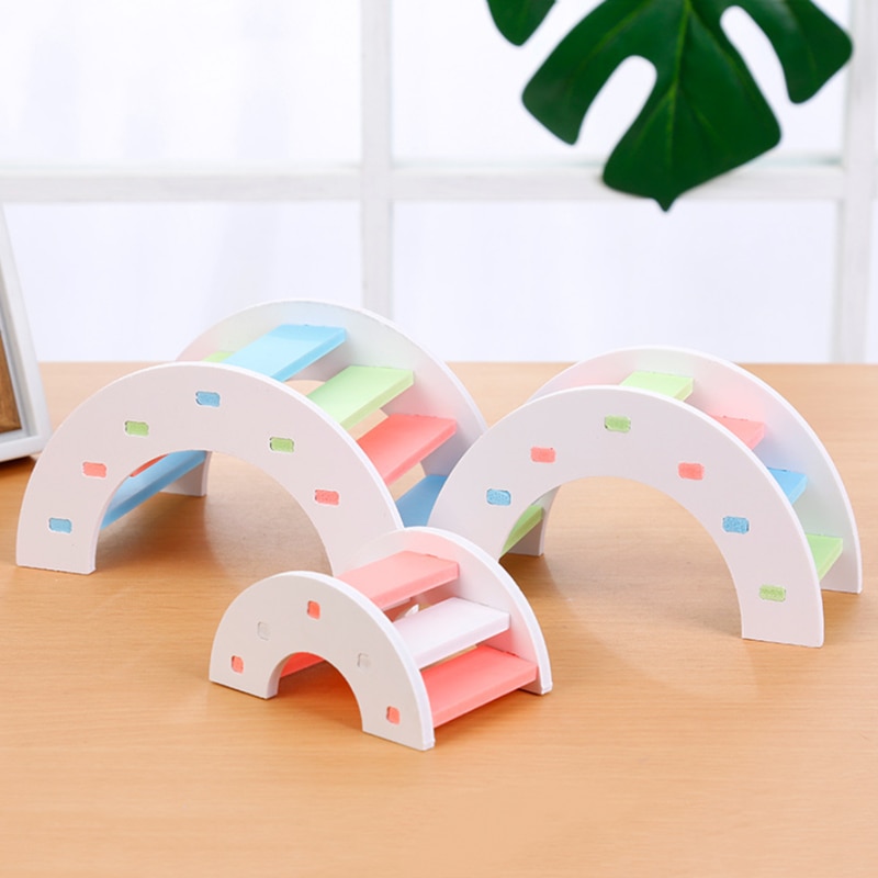 Puente de madera para hámster mascota, juguete de madera para hámster, puente de madera, artículos para hámster, juguete ecológico, Chinchilla pequeña