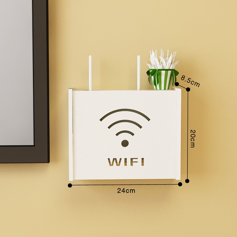 Wireless Wifi Router Box Wall-mounted Wood-Plastic Wall Shelf Hanging Plug Board Bracket Storage Box 3 Home DecorRack Organizer: Small Stripe