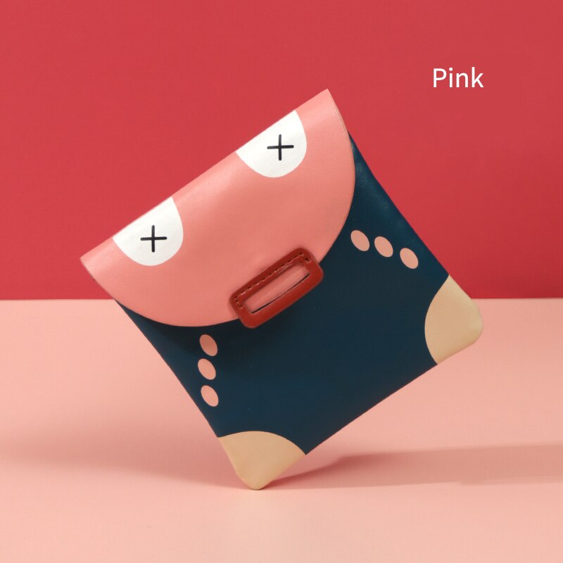 Qudai Waterdichte Opslag Grappig Gezicht Tas Leuke Sanitaire Zakjes Draagbare Card Makeup Lipstick Sleutel Oortelefoon Data Kabels Organizer: Pink