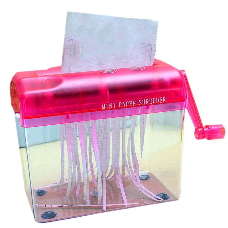 Mini Hand Shredder Portable Paper Shredder A6 Manual Shredder Documents Paper Cutting Tool Home Office Desktop Stationery-Pink