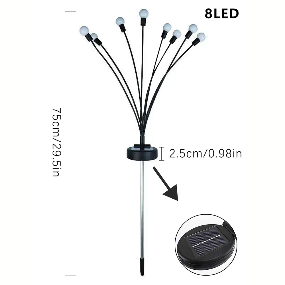 1pc stk . 6/8/10 led-pakke med solcelledrevne ildfluelys, opgraderede solcelledrevne havelys udendørs vandtætte solcelledrevne svajende landskabslys: Orange