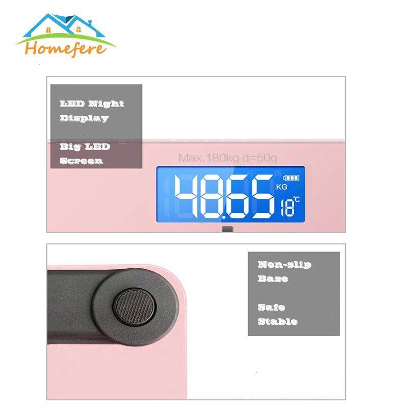 USB Charging Bathroom Scale Glass Smart Household Electronic Digital Weight Balance LCD Display